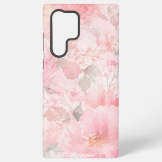 淡いピンクの水彩花柄 SAMSUNG GALAXY S22 ULTRAケース