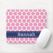 淡いピンクの水玉模様パターン青いバナー マウスパッド (マウス)