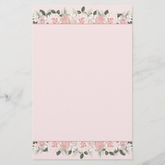 淡いピンクの水色バラフローラ 便箋 (正面)