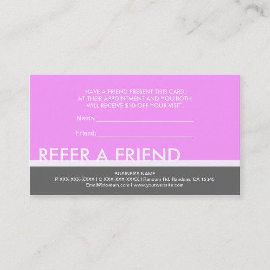 淡いピンクの灰色のシンプルは友人カードを参照します 紹介カード (正面)