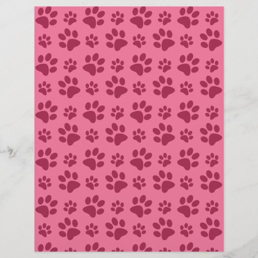 淡いピンクの犬の手の印刷パターン チラシ (正面)