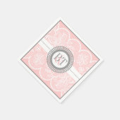 淡いピンクの白いレースのパタ結婚ーン スタンダードカクテルナプキン (角)