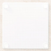 淡いピンクの白い四角形のグリッドパターンガラス ガラスコースター (裏面)