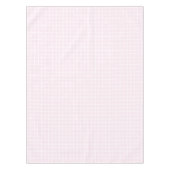 淡いピンクの白い四角形のグリッドパターン テーブルクロス (正面)