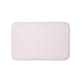 淡いピンクの白い四角形のグリッドパターン バスマット
