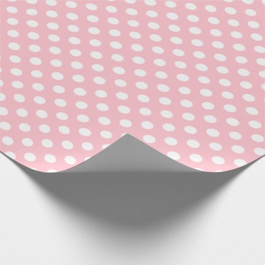淡いピンクの白く大きい水玉模様 ラッピングペーパー (角)