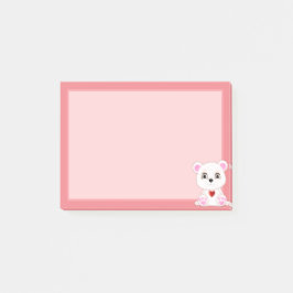 淡いピンクの背景の可愛いホッキョクグマのイラスト ポストイット
