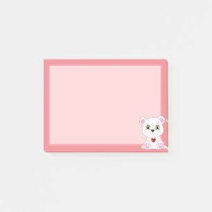淡いピンクの背景の可愛いホッキョクグマのイラスト ポストイット