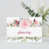 淡いピンクの芍薬グリーンネイチャーRSVP 出欠カード (スタンド正面)