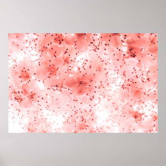 淡いピンクの花が咲き乱れる抽象的な背景 ポスター (正面)