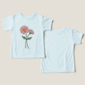 淡いピンクの花のミニマリストTシャツ (デザイン正面&裏面)