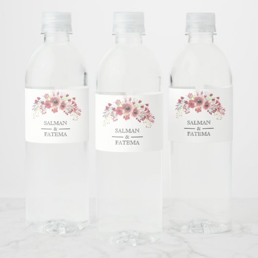 淡いピンクの花嫁式 ペットボトルラベル (ボトル)