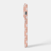 淡いピンクの花 白いフラワーパターン iPhoneケース (左側面)