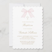 淡いピンクの蝶ネクタイ | 洗礼 招待状 (正面)