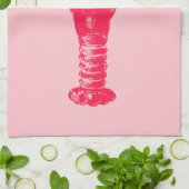 淡いピンクの赤紫のロブスター キッチンタオル (折り畳み)