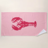 淡いピンクの赤紫のロブスター ビーチタオル (正面)