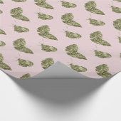 淡いピンクの金ゴールドの宝石の蝶 ラッピングペーパー (角)