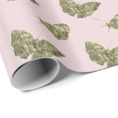 淡いピンクの金ゴールドの宝石の蝶 ラッピングペーパー (ロールコーナー)