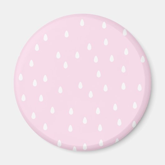 淡いピンクの雨のパターン。白とピンク。 マグネット (正面)