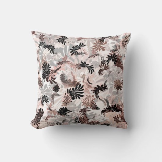 淡いピンクの、茶色の黒 クッション (正面)