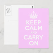 淡いピンクのKeep Calm and Carry On ポストカード (正面/裏面)