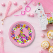 淡いピンクのPeace Signフローラ ペーパープレート (パーティー)