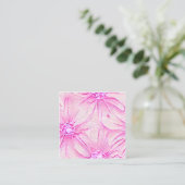 淡いピンクみすぼらしいシックな花の背景ウォーターコロ スクエア名刺 (スタンド正面)
