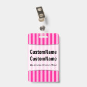 淡いピンク及び濃いピンク縞で飾ります; パーソナライズな名前 バッジ (Back with Clip)