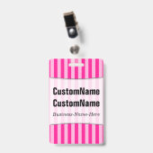 淡いピンク及び濃いピンク縞で飾ります; パーソナライズな名前 バッジ (Front with Clip)