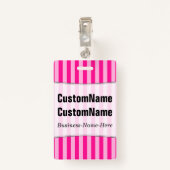 淡いピンク及び濃いピンク縞で飾ります; パーソナライズな名前 バッジ (裏面クリップ)