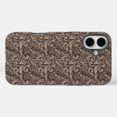 淡いピンク地に上品なブラウンの花柄 Case-Mate iPhoneケース (裏面 (横))
