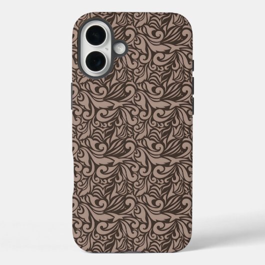 淡いピンク地に上品なブラウンの花柄 Case-Mate iPhoneケース (裏面)
