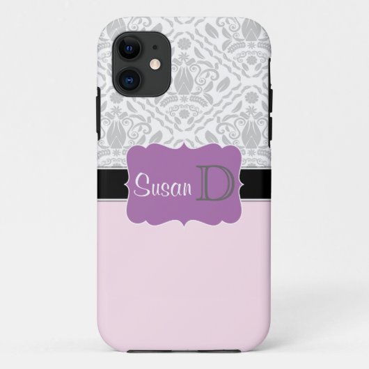 淡いピンク紫のダマスモノグラムのクiPhone 5ケース Case-Mate iPhoneケース (裏面)