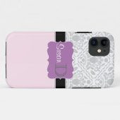 淡いピンク紫のダマスモノグラムのクiPhone 5ケース Case-Mate iPhoneケース (裏面(横))
