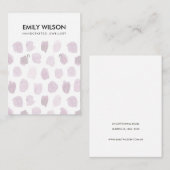 淡いピンク紫の水彩ドットイヤリングディスプレイ 名刺 (正面/裏面)