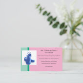 淡いピンク緑の青いメディカルクロッグユニフォーム 名刺 (スタンド正面)