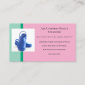 淡いピンク緑の青いメディカルクロッグユニフォーム 名刺 (正面)