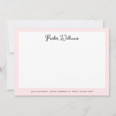 淡いピンク縁どの手書きスクリプト名 ノートカード (正面)