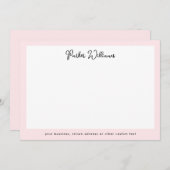 淡いピンク縁どの手書きスクリプト名 ノートカード (正面/裏面)