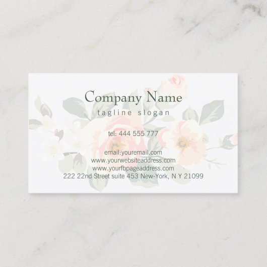 淡いピンク繊細な花の名刺 名刺 (裏面)