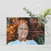 淡いピンク色の写真の卒業発表 招待状 (スタンド正面)