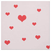 淡いピンク色の散乱赤いハート ファブリック (見本)