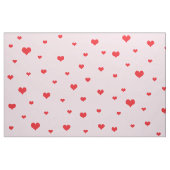 淡いピンク色の散乱赤いハート ファブリック (ファットクウォーター)