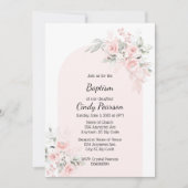 淡いピンク色の洗礼の招待 招待状 (正面)