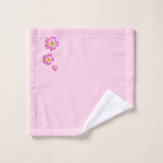 淡いピンク色の素敵なピンクの花 バスタオルセット (ウォッシュタオル)