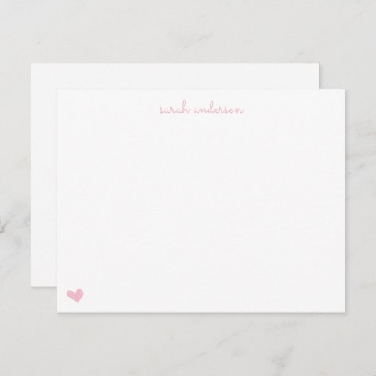 淡いピンク色の落書きハート文パーソナライズされた房具 ノートカード (正面/裏面)