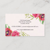 淡いピンク色の赤とピンクの花 名刺 (裏面)