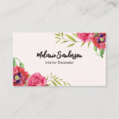 淡いピンク色の赤とピンクの花 名刺 (正面)
