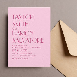 淡いピンク色マゼンはっきりしたタ色ユニークレトロ結婚s 招待状