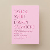 淡いピンク色マゼンはっきりしたタ色ユニークレトロ結婚s 招待状